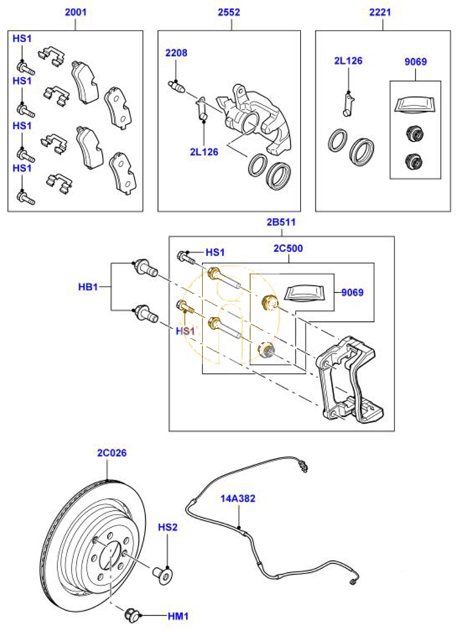 Holder brake caliper left side rear (Pos.2B511)