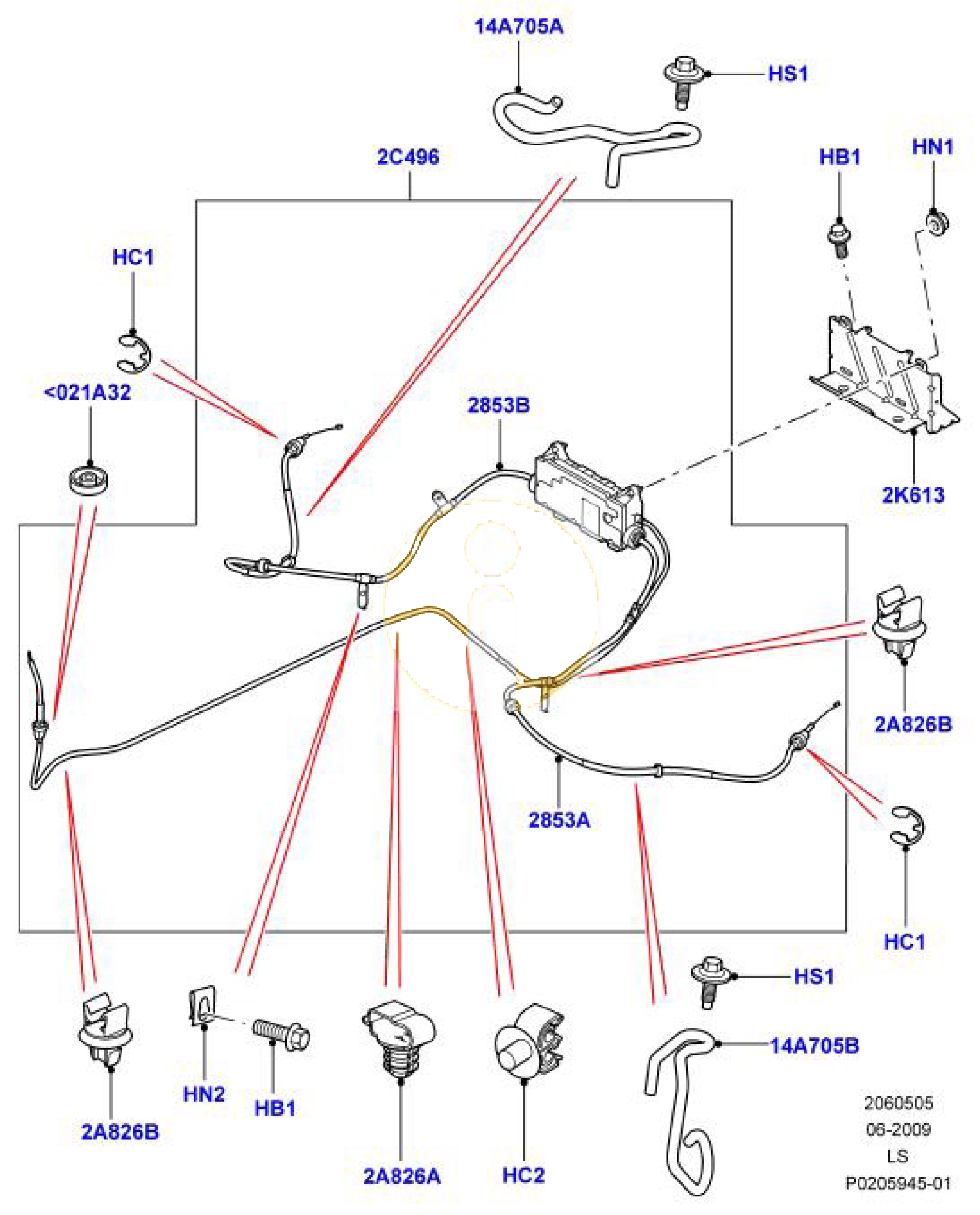 Handbrems Kabel Rechts (Pos.2853B)