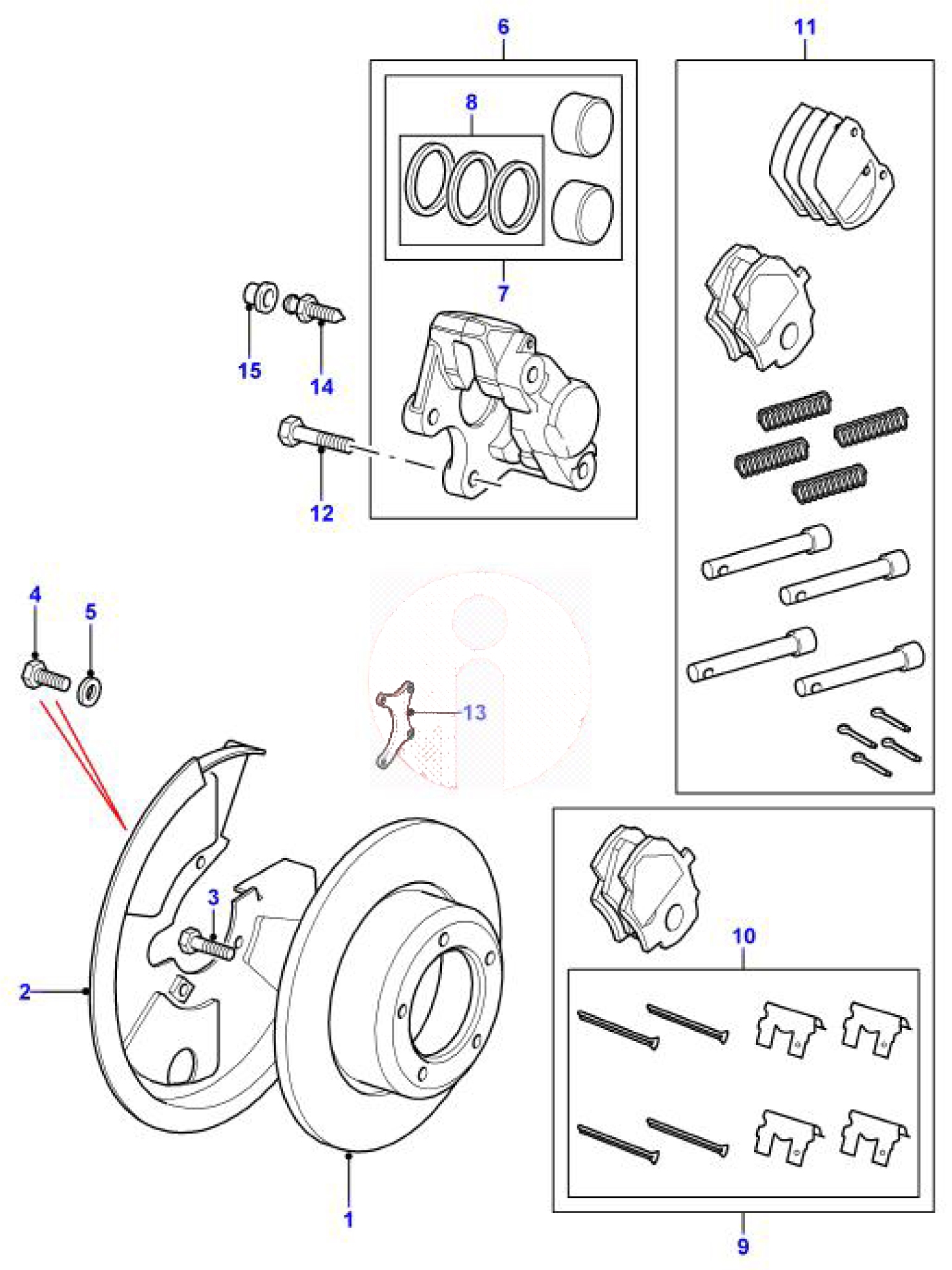 Bremssattel Links Hinten 90".  (Austausch) (Pos.6)