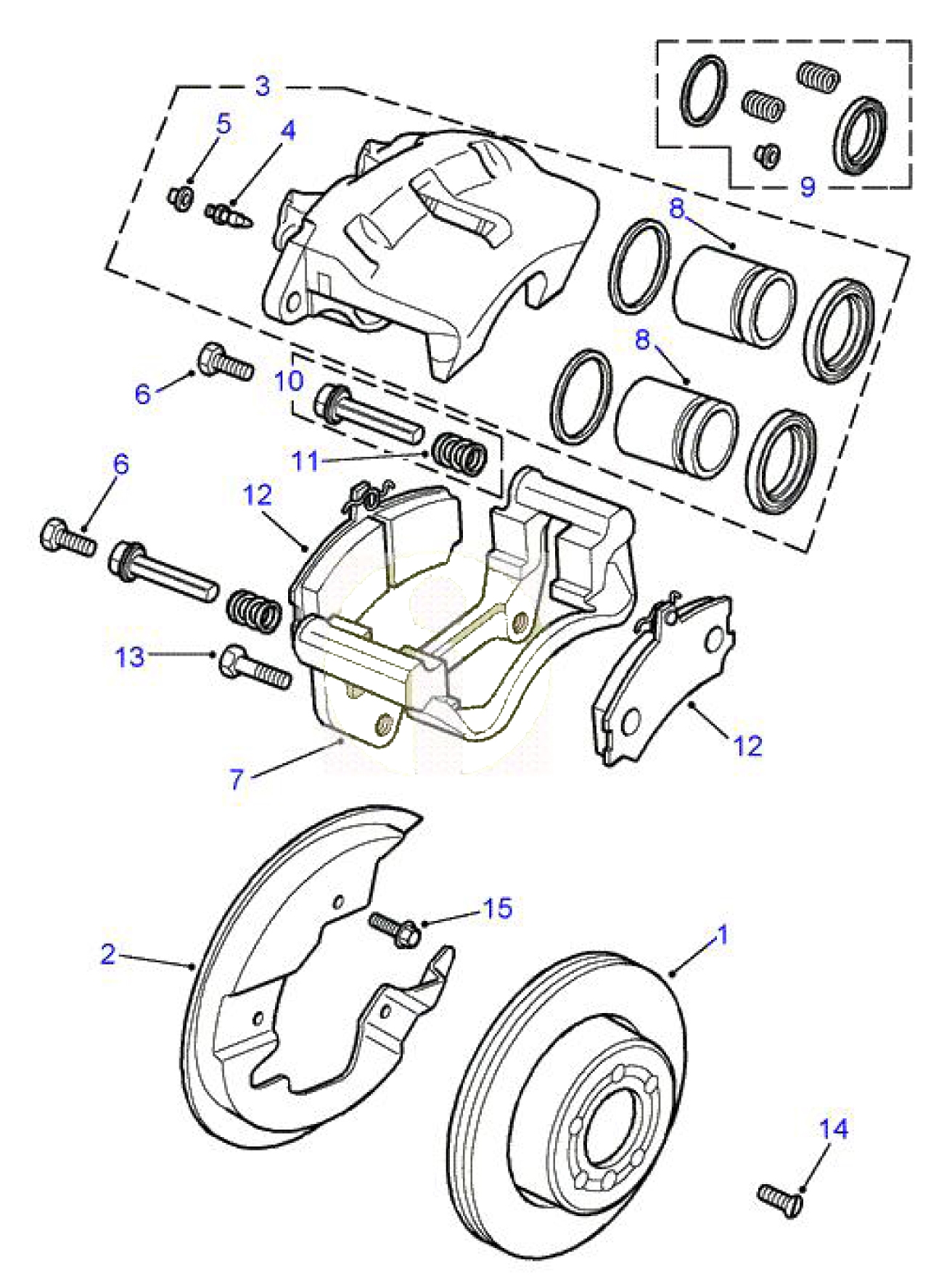 Bremssattel  Reperatur Satz Vorne  (Pos.9)