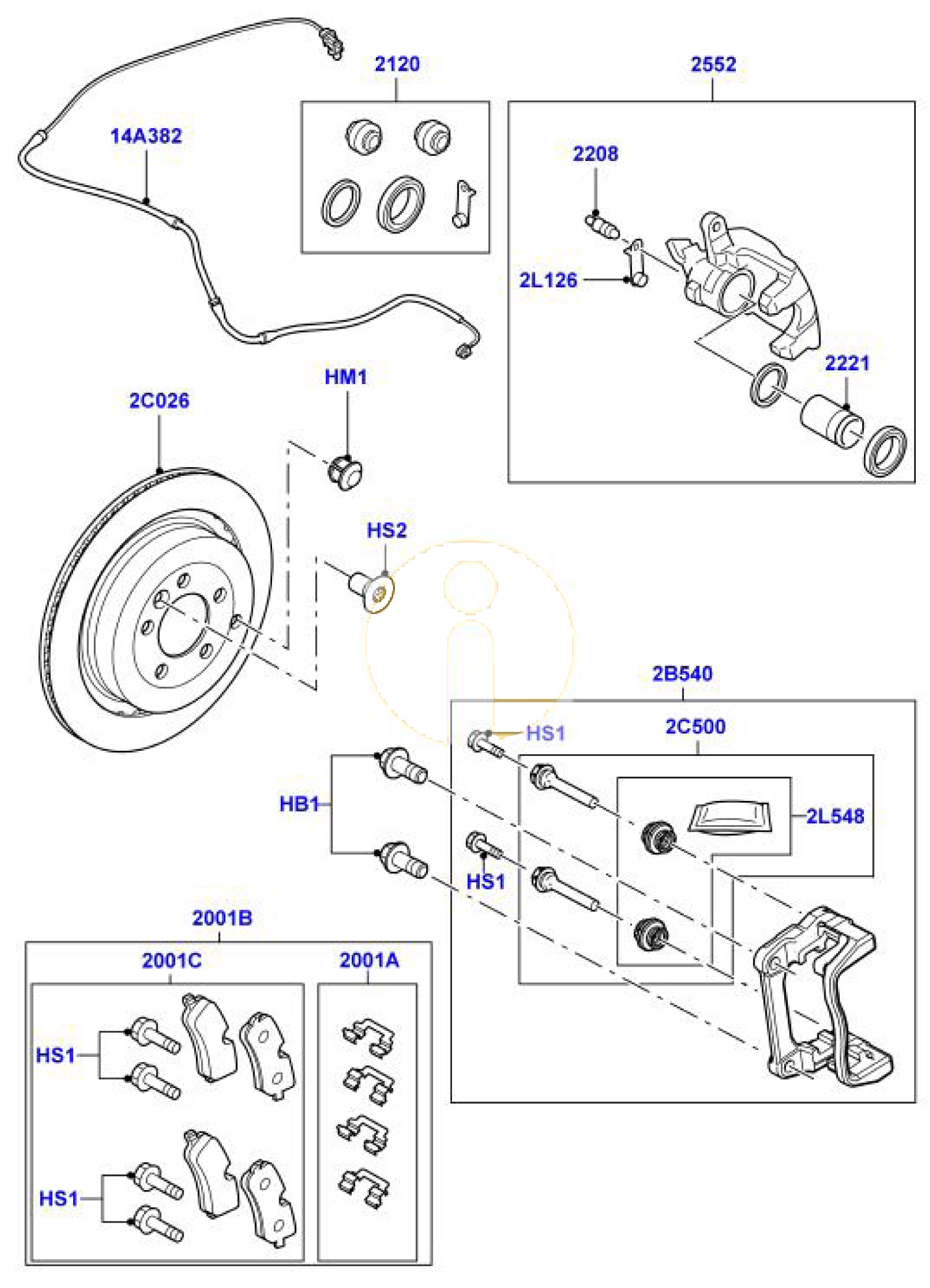 Revisieset pennen remklauw achter (Pos. 2C500)